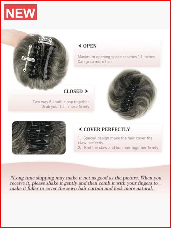Real Human Hair Messy Bun Hair Piece with Claw Clip for Women